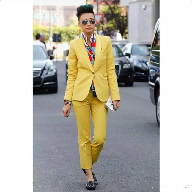 yellow pantsuit outfit